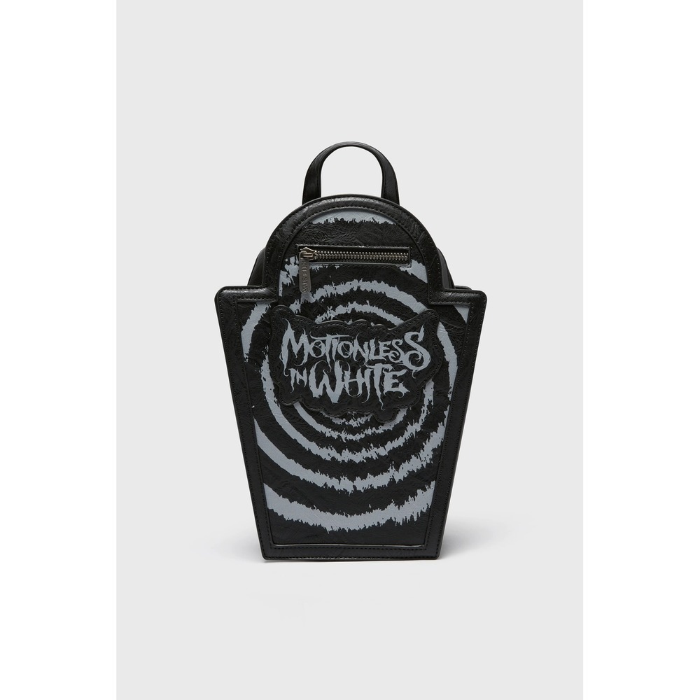 Killstar Motionless In White Keystone Spiral Coffin Backpack Black Vegan Leather